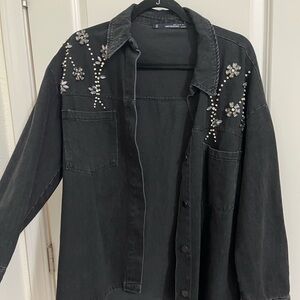 Embellished Black Denim Jacket